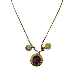 Michael Kors Gold-Tone Pendant Necklace With Purple & Clear Crystal Accents
